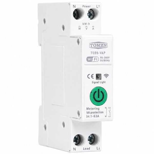 Автоматичний вимикач AC TOMZN TOB9-63T 1P+N 63A 300V WiFi Smart Switch з лічильником електроенергії авт.67 фото