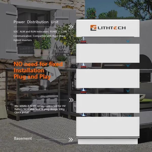 Акумуляторна батарея Lithtech HP2000K, 204.8V, 100Ah, LiFePO4, 20.48kWh бат.5 фото