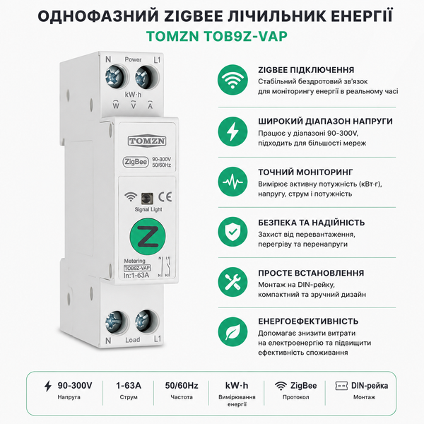 Автоматичний вимикач AC SmartLife 1 P 63A 400V Zigbee енергомір, моніторинг, реле з таймером, MCB, із захистом авт.68 фото
