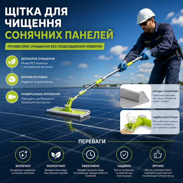 Щітка для мийки сонячних панелей з подаванням води MD-211 фото