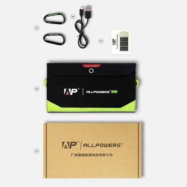 Сонячна панель ALLPOWERS SP-002 21W з павербанком 10000mAh (AP-SP-002-BLA) арт.232 фото