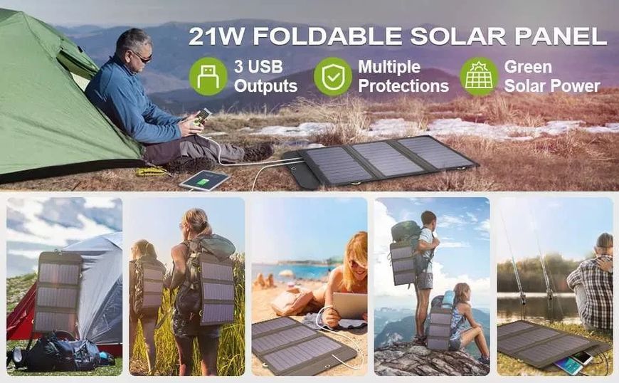 Сонячна панель ALLPOWERS SP-002 21W з павербанком 10000mAh (AP-SP-002-BLA) арт.232 фото
