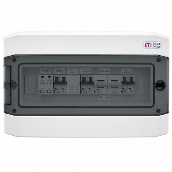 Щит захисту по змінному струму ETI 1 фаза AC IP65 63А щит.56 фото