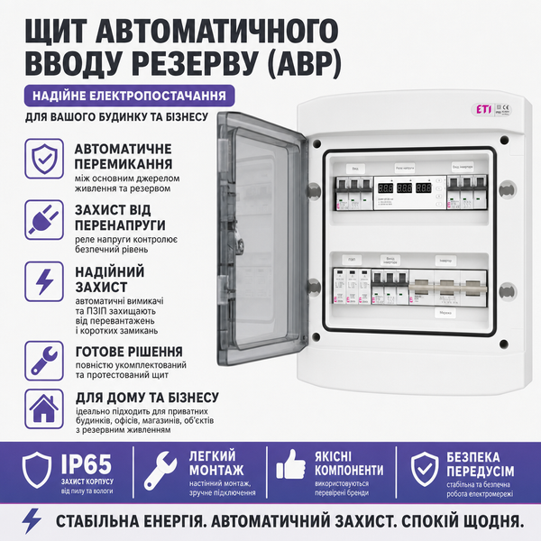 Щит захисту по змінному струму ETI 3 фази AC IP65 63А для інверторів до 40 кВт щит.62 фото