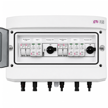 Щит захисту сонячних панелей ETI DC 2 MPPT 2 стрінги IP65 25А щит.68 фото