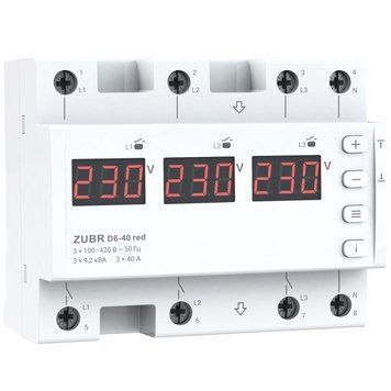 Реле напруги AC ZUBR D6-40 red 3Р 40A 220V ZUBR D6-40 red фото