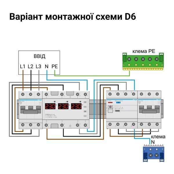 Реле напруги AC ZUBR D6-40 red 3Р 40A 220V ZUBR D6-40 red фото