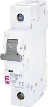 Автоматичний вимикач AC ETI ETIMAT 6 1P 16A 400V 2141516 фото